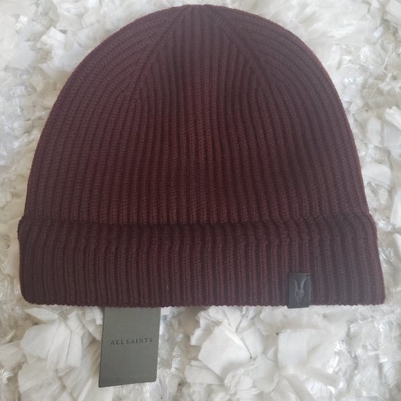 NWT All Saints Ramskull Embroidered Beanie ALLSAINTS Bailey Wool Ramskull Embroidered Beanie | endource main image 3